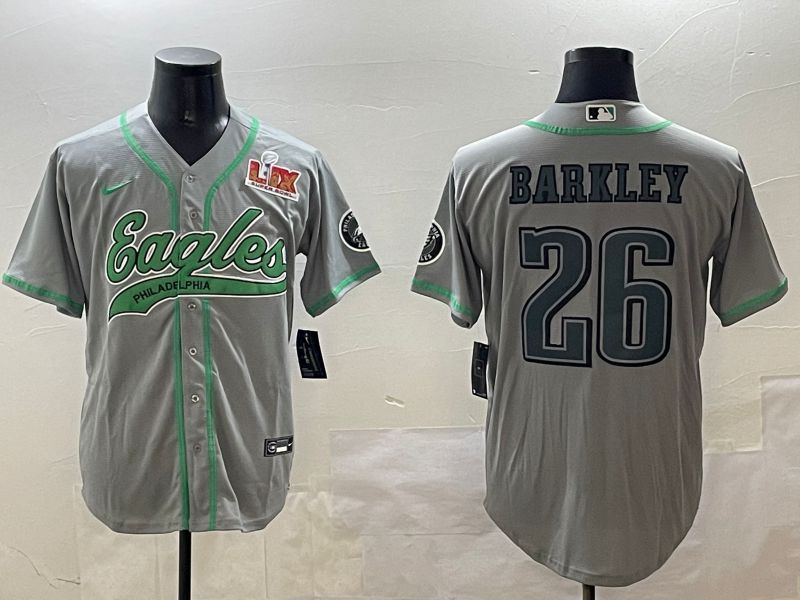 Men Philadelphia Eagles 26 Barkley Grey Jointly Name 2025 Nike Limited NFL Jersey style 8